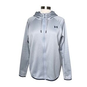 Under Armour ColdGear Womens Full Zip Hoodie Silver Gray Fleece 1294300 Large